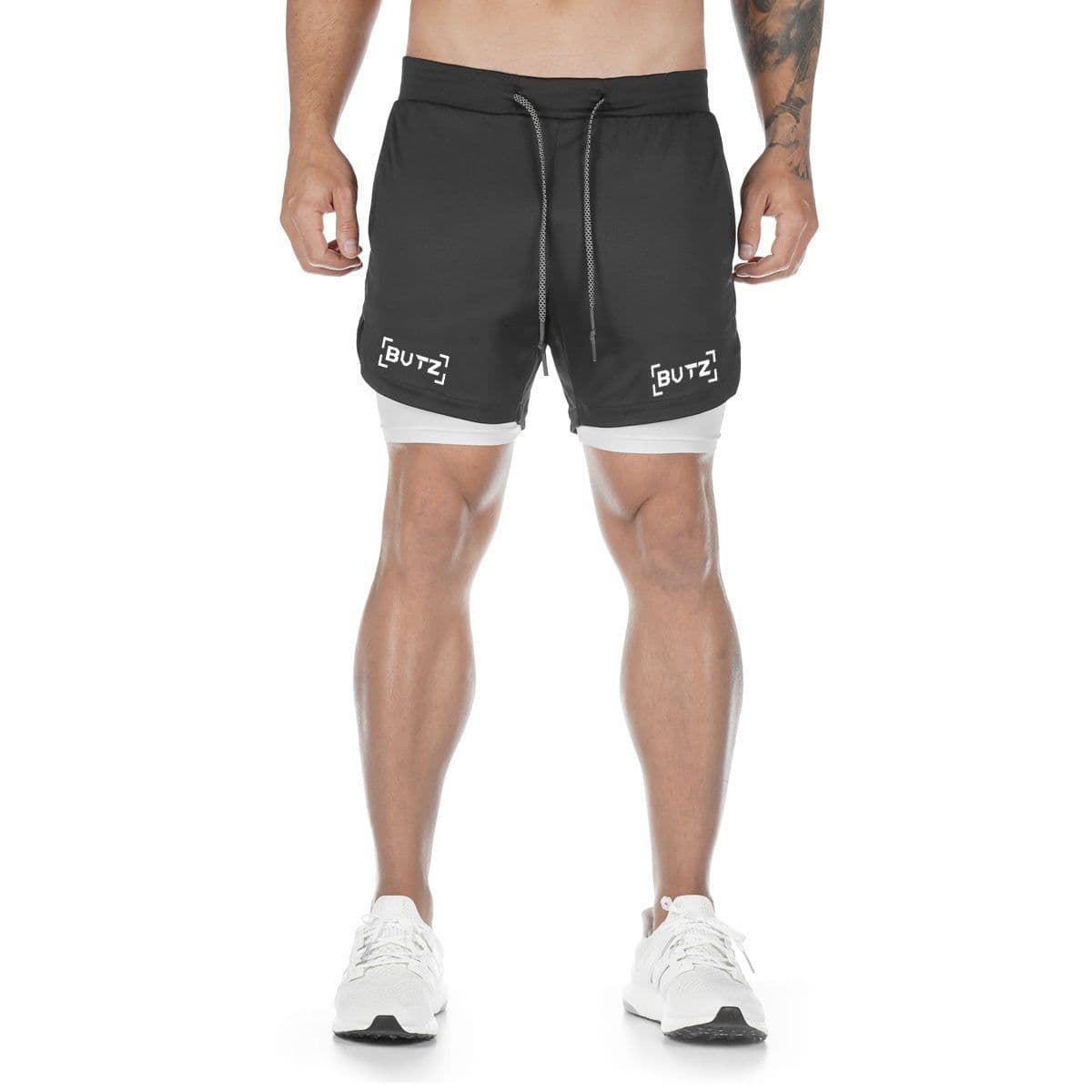 image-Men's Quick-drying Running Fitness Fake Two-piece Double-layer Five-point Sports Men Shorts