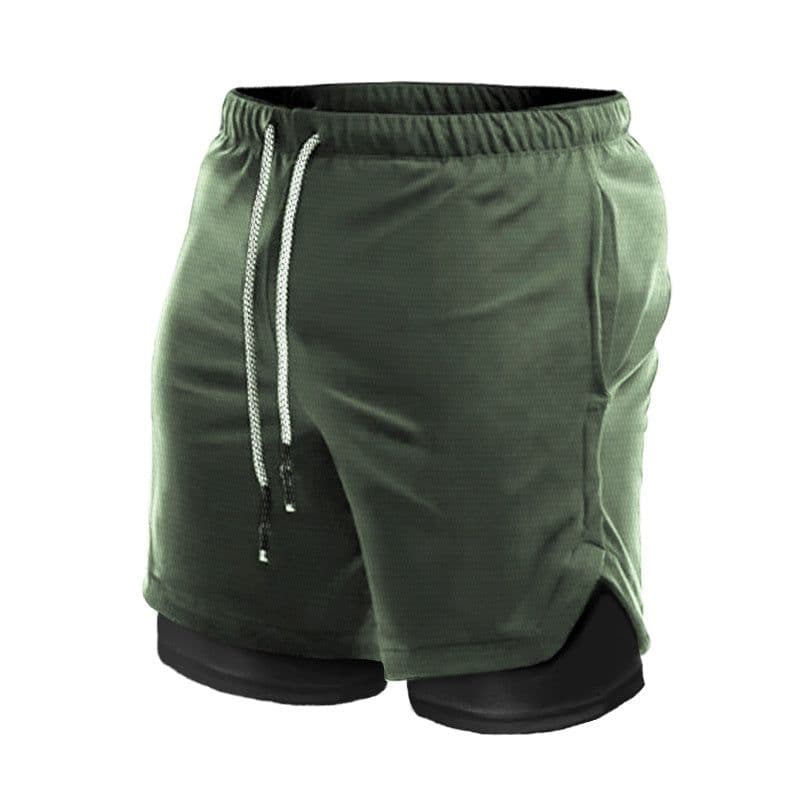 image-Men's Quick-drying Running Fitness Fake Two-piece Double-layer Five-point Sports Men Shorts