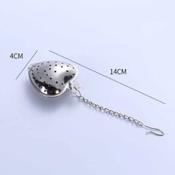 image-Stainless Steel Tea Filter With Chain Metal Herb Spice Strainer Spoon Heart Shaped Tea Infuser Seasoning Ball Teaware