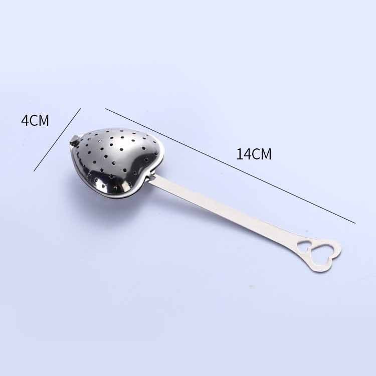 image-Stainless Steel Tea Filter With Chain Metal Herb Spice Strainer Spoon Heart Shaped Tea Infuser Seasoning Ball Teaware