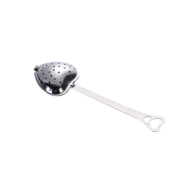 image-Stainless Steel Tea Filter With Chain Metal Herb Spice Strainer Spoon Heart Shaped Tea Infuser Seasoning Ball Teaware