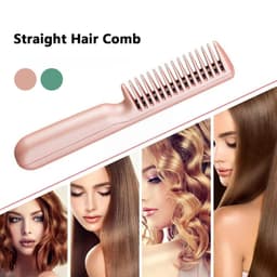image-2 In 1 Wireless Straight Hair Comb Portable USB Charging Negative -Ion Smoothing Straightener Curling Comb Hair Brush