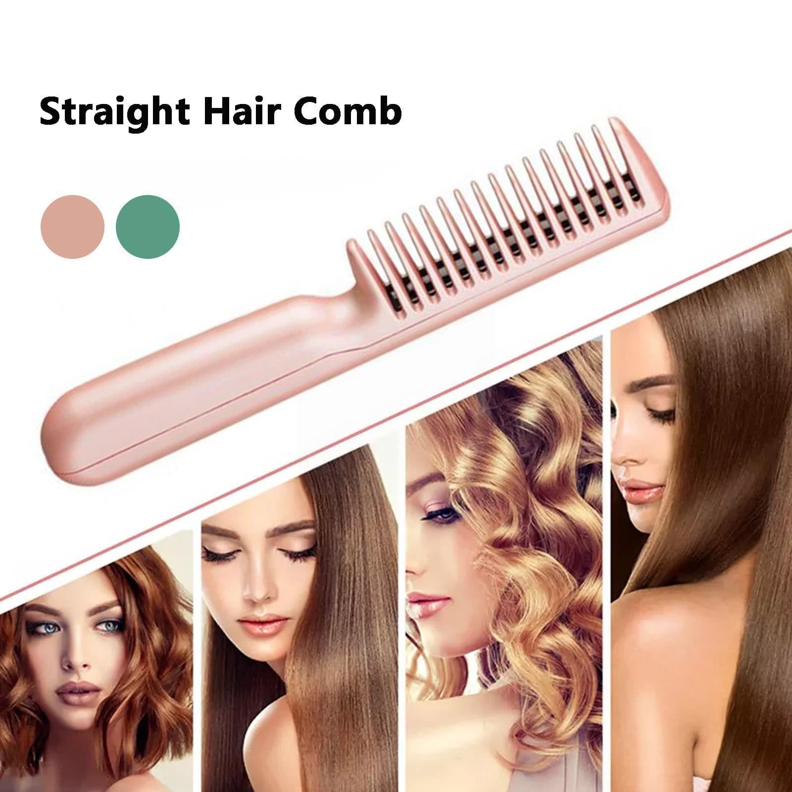 image-2 In 1 Wireless Straight Hair Comb Portable USB Charging Negative -Ion Smoothing Straightener Curling Comb Hair Brush