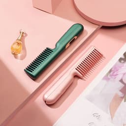 image-2 In 1 Wireless Straight Hair Comb Portable USB Charging Negative -Ion Smoothing Straightener Curling Comb Hair Brush