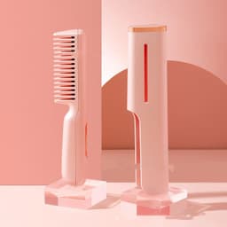 image-2 In 1 Wireless Straight Hair Comb Portable USB Charging Negative -Ion Smoothing Straightener Curling Comb Hair Brush