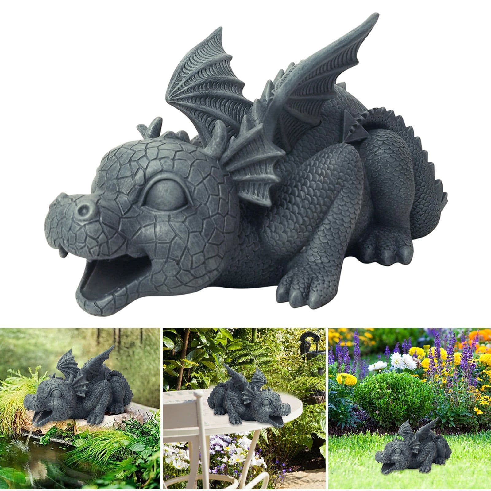 image-Creative Dinosaur Statue Cute Animals Resin Crafts Fountain Ornament For Home Garden Courtyard Decoration Xqmg Garden Statues