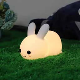 image-Rabbit LED Night Light Silicone Animal Cartoon Dimmable Lamp USB Rechargeable For Children Kids Baby Gift Bedside Bedroom