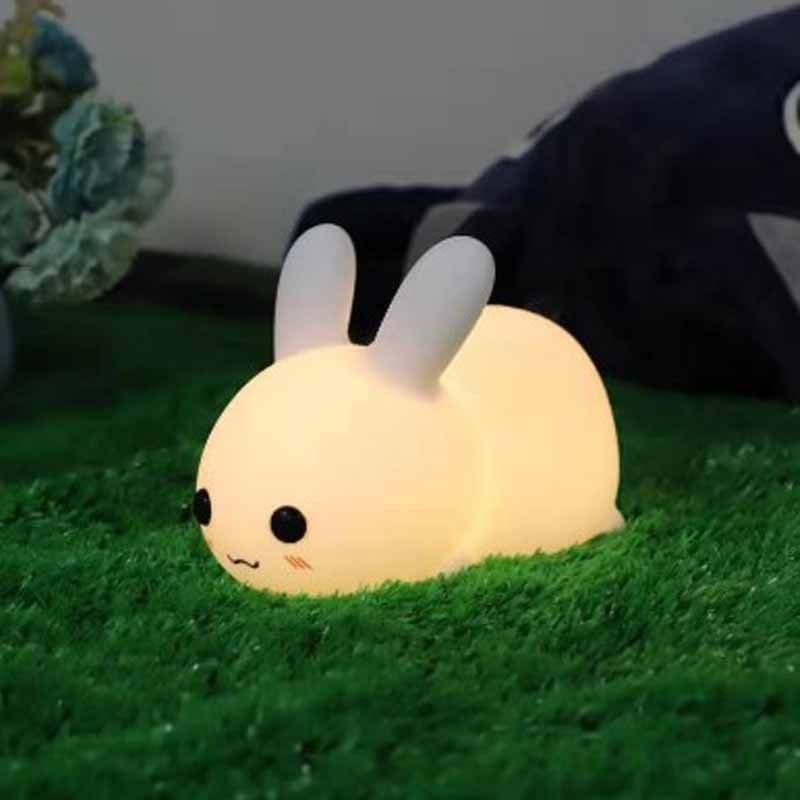 image-Rabbit LED Night Light Silicone Animal Cartoon Dimmable Lamp USB Rechargeable For Children Kids Baby Gift Bedside Bedroom