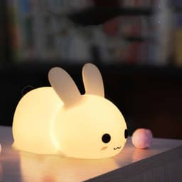 image-Rabbit LED Night Light Silicone Animal Cartoon Dimmable Lamp USB Rechargeable For Children Kids Baby Gift Bedside Bedroom