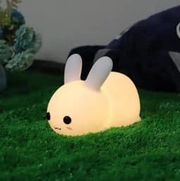 image-Rabbit LED Night Light Silicone Animal Cartoon Dimmable Lamp USB Rechargeable For Children Kids Baby Gift Bedside Bedroom