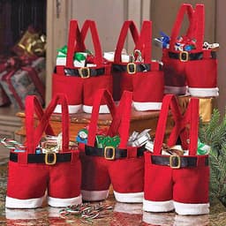 image-New Wool Fabric Merry Christmas Gifts Santa Pants Style Christmas Candy Gift Bag