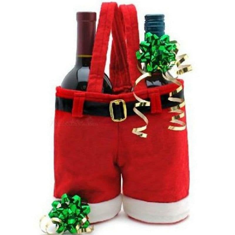 image-New Wool Fabric Merry Christmas Gifts Santa Pants Style Christmas Candy Gift Bag