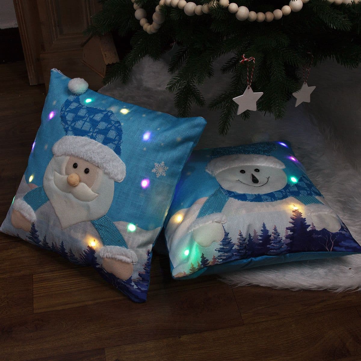 image-Christmas Decorations Santa Claus Snowman Luminous Illuminated Pillowcase Pillowcase Christmas Pillowcase Two-piece Set