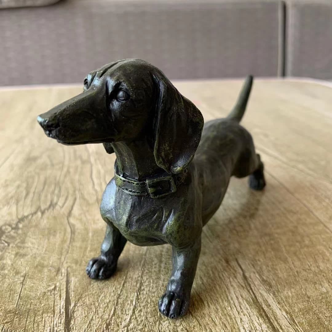 image-Long Dachshund Black Dog Resin Crafts Gardening Garden Decoration