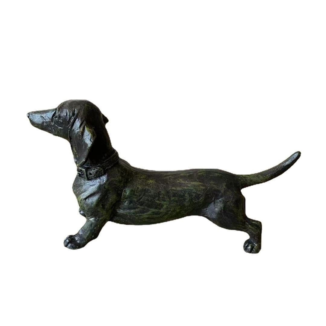 image-Long Dachshund Black Dog Resin Crafts Gardening Garden Decoration