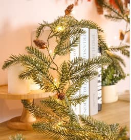 image-Led Lights Wall Hanging Lamp Rattan Copper Decoration Home Fake Pine Needles New Wreath Window Green For Thanksgiving Christmas