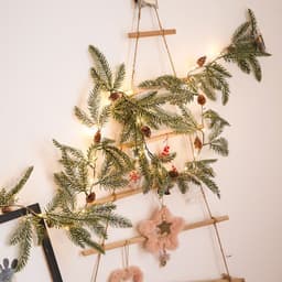 image-Led Lights Wall Hanging Lamp Rattan Copper Decoration Home Fake Pine Needles New Wreath Window Green For Thanksgiving Christmas