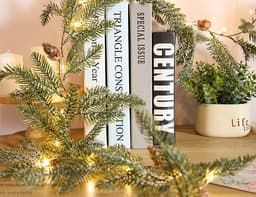 image-Led Lights Wall Hanging Lamp Rattan Copper Decoration Home Fake Pine Needles New Wreath Window Green For Thanksgiving Christmas