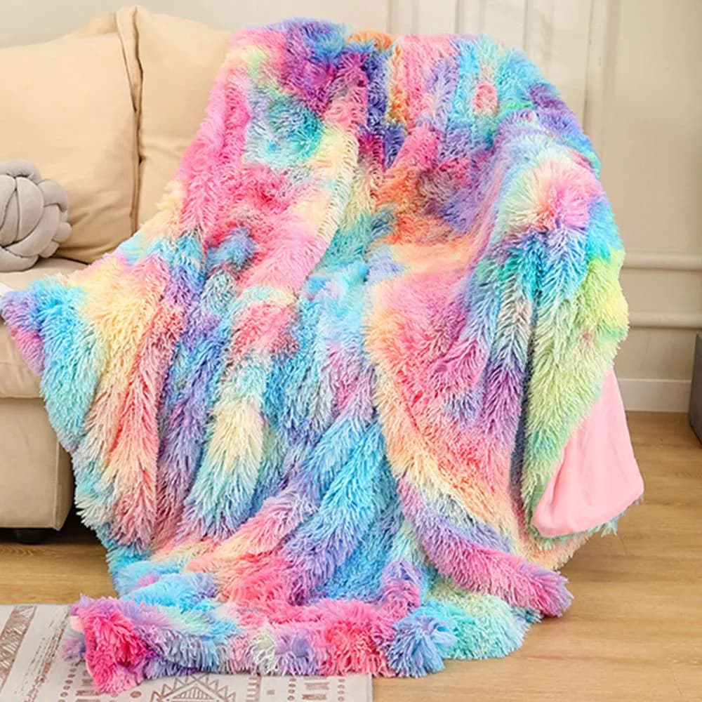 image-Warm Fluffy Shaggy Throw Blanket Bedspread Faux Fur Sofa Nap Blanket Bed Cover