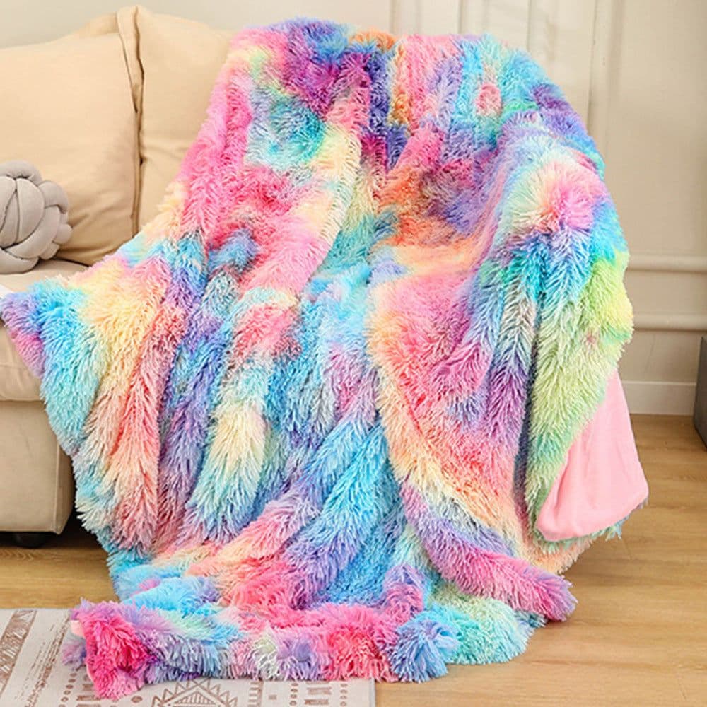 image-Warm Fluffy Shaggy Throw Blanket Bedspread Faux Fur Sofa Nap Blanket Bed Cover