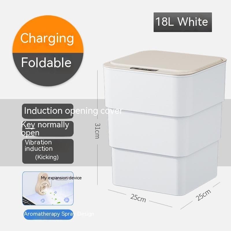 image-Smart Trash Can With Lid For Bedroom And Living Room Kitchen Storage Box Trash Can Induction Small Car Box Automatic Smart Dustbin Smart Trash Bin