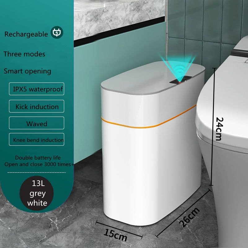 image-Smart Trash Can With Lid For Bedroom And Living Room Kitchen Storage Box Trash Can Induction Small Car Box Automatic Smart Dustbin Smart Trash Bin