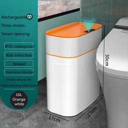 image-Smart Trash Can With Lid For Bedroom And Living Room Kitchen Storage Box Trash Can Induction Small Car Box Automatic Smart Dustbin Smart Trash Bin