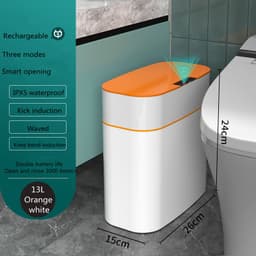 image-Smart Trash Can With Lid For Bedroom And Living Room Kitchen Storage Box Trash Can Induction Small Car Box Automatic Smart Dustbin Smart Trash Bin