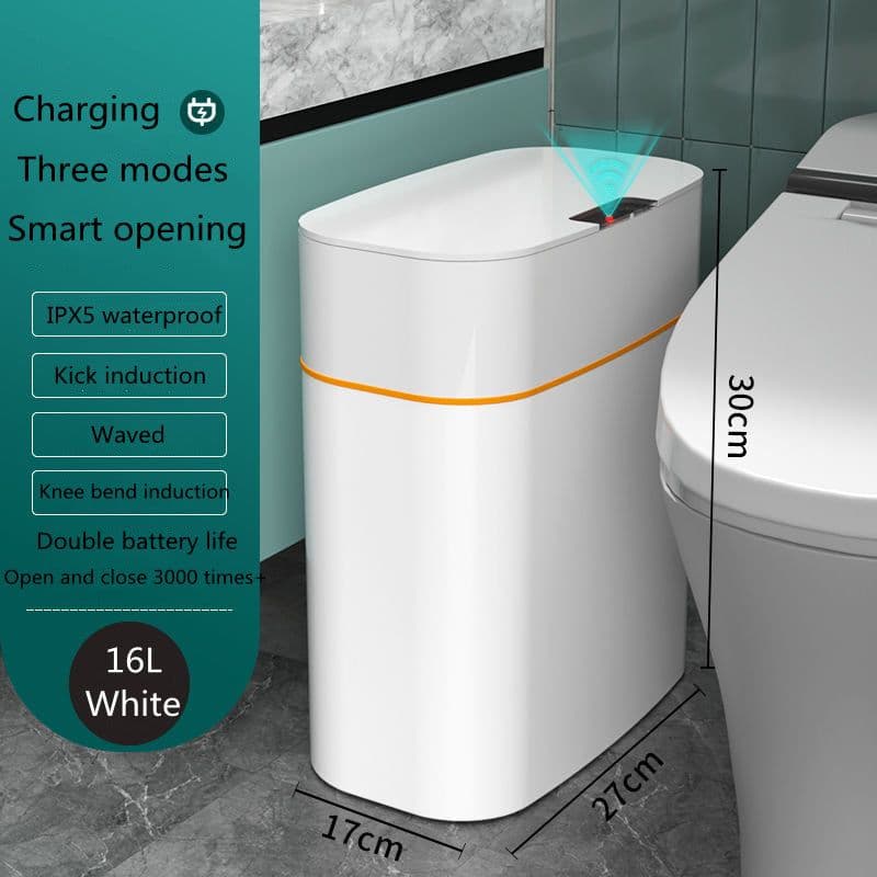 image-Smart Trash Can With Lid For Bedroom And Living Room Kitchen Storage Box Trash Can Induction Small Car Box Automatic Smart Dustbin Smart Trash Bin