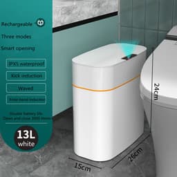 image-Smart Trash Can With Lid For Bedroom And Living Room Kitchen Storage Box Trash Can Induction Small Car Box Automatic Smart Dustbin Smart Trash Bin