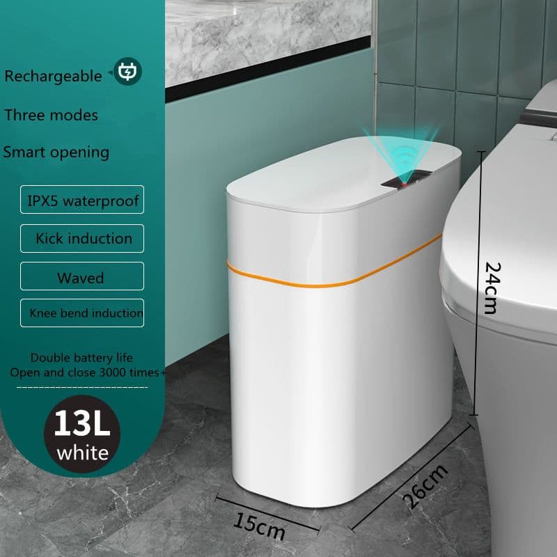 image-Smart Trash Can With Lid For Bedroom And Living Room Kitchen Storage Box Trash Can Induction Small Car Box Automatic Smart Dustbin Smart Trash Bin