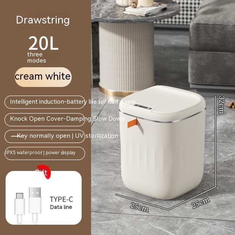 image-Smart Trash Can With Lid For Bedroom And Living Room Kitchen Storage Box Trash Can Induction Small Car Box Automatic Smart Dustbin Smart Trash Bin