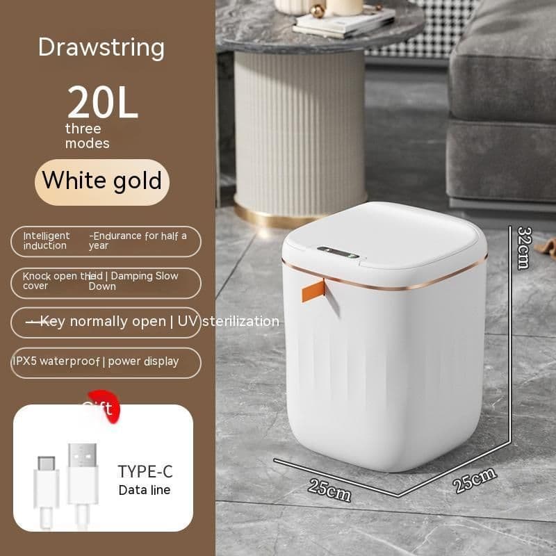 image-Smart Trash Can With Lid For Bedroom And Living Room Kitchen Storage Box Trash Can Induction Small Car Box Automatic Smart Dustbin Smart Trash Bin