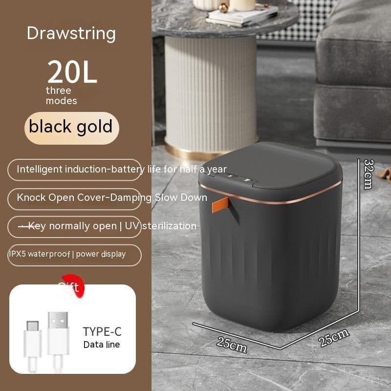 image-Smart Trash Can With Lid For Bedroom And Living Room Kitchen Storage Box Trash Can Induction Small Car Box Automatic Smart Dustbin Smart Trash Bin