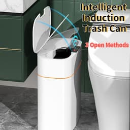 image-Smart Trash Can With Lid For Bedroom And Living Room Kitchen Storage Box Trash Can Induction Small Car Box Automatic Smart Dustbin Smart Trash Bin