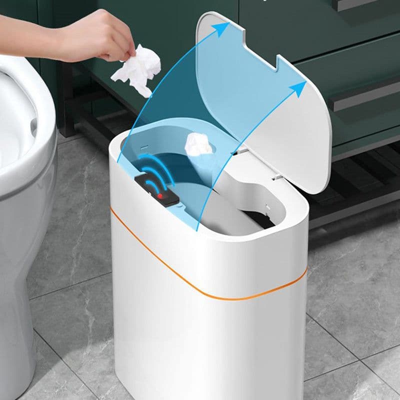 image-Smart Trash Can With Lid For Bedroom And Living Room Kitchen Storage Box Trash Can Induction Small Car Box Automatic Smart Dustbin Smart Trash Bin