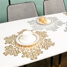 image-New Snowflakes PVC Hollow Anti-scalding Insulation Pad Table Bowl Mats Home Christmas Decor Heat Resistant Placemat Dining Table