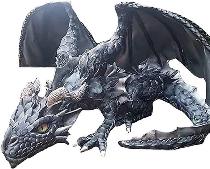image-Garden Statue Big Squatting Dragon Sculpture Dragon Guardian Resin Garden Dragon Statues Outdoor Crafts Ornaments