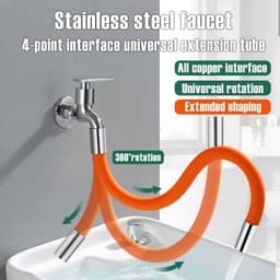 image-Faucet Extension Extender Bathroom 360 Rotation Adjust Free Bending Faucet Splash-proof Universal Extension Tube For Wash Basin