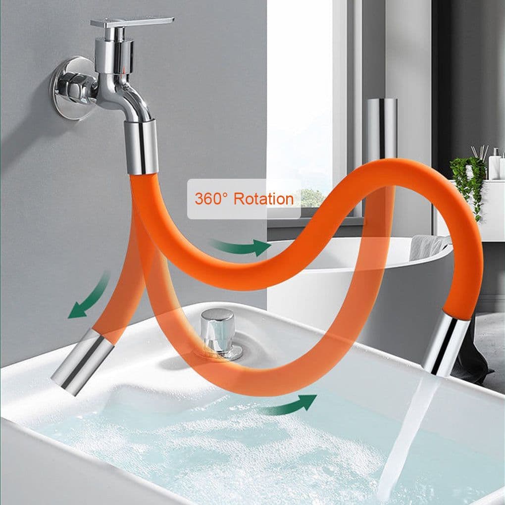 image-Faucet Extension Extender Bathroom 360 Rotation Adjust Free Bending Faucet Splash-proof Universal Extension Tube For Wash Basin