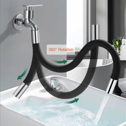 image-Faucet Extension Extender Bathroom 360 Rotation Adjust Free Bending Faucet Splash-proof Universal Extension Tube For Wash Basin