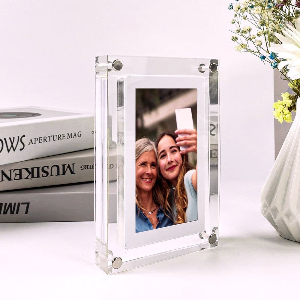 image-Digital Picture Frame Acrylic Video Player Digital Photo Frame Vertical Display With 1GB And Battery Type C Video Frame Gift For Loved
