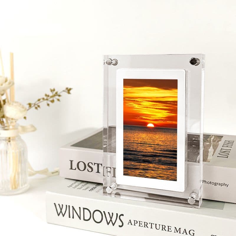 image-Digital Picture Frame Acrylic Video Player Digital Photo Frame Vertical Display With 1GB And Battery Type C Video Frame Gift For Loved