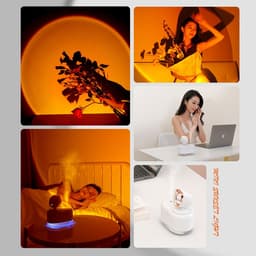image-2 In 1 Mini Wireless Sunset Lamp Air Humidifier 300ML Fog Sprayer Humidifiers Ambient Light Mute Mist Maker For Home Decor Office