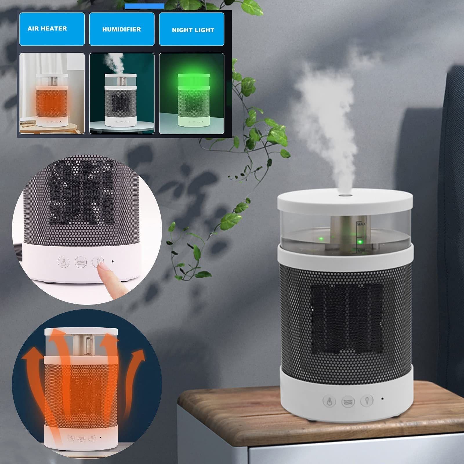 image-3 In 1 Space Heater Winter Fast Heating Electric Warmer Heating Fans Colorful Night Lights Small Heaters 400ML Air Humidifier