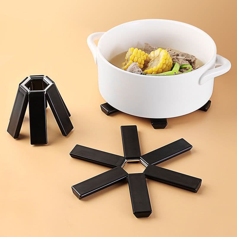 image-Foldable Pan Mat Sturdy Heat Resistant ABS Heat-insulated Anti-slip Anti-scald Pot Placemat For Kitchen Insulation Pads
