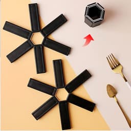 image-Foldable Pan Mat Sturdy Heat Resistant ABS Heat-insulated Anti-slip Anti-scald Pot Placemat For Kitchen Insulation Pads