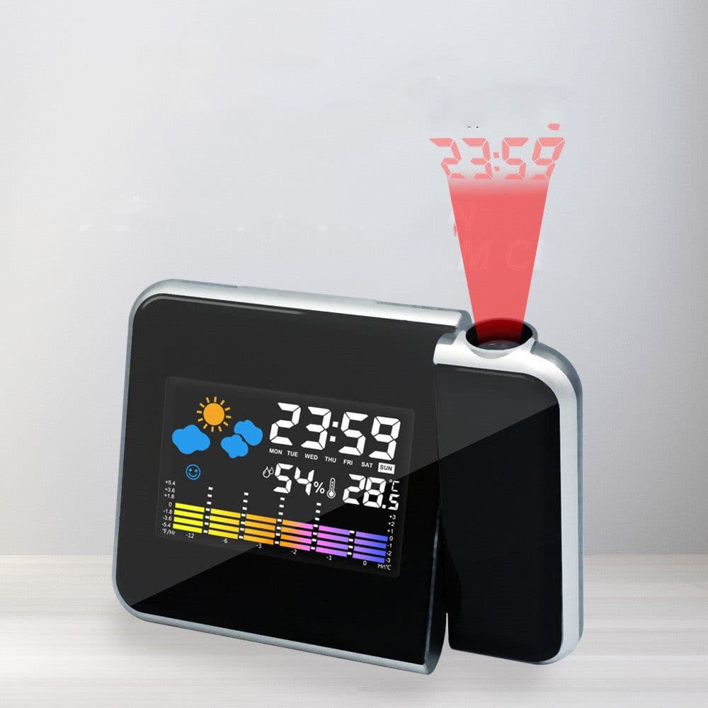image-LED Alarm Projection Clock Thermometer Hygrometer Wireless Weather Station Digital Watch Snooze Desk Table Project Radio Clock