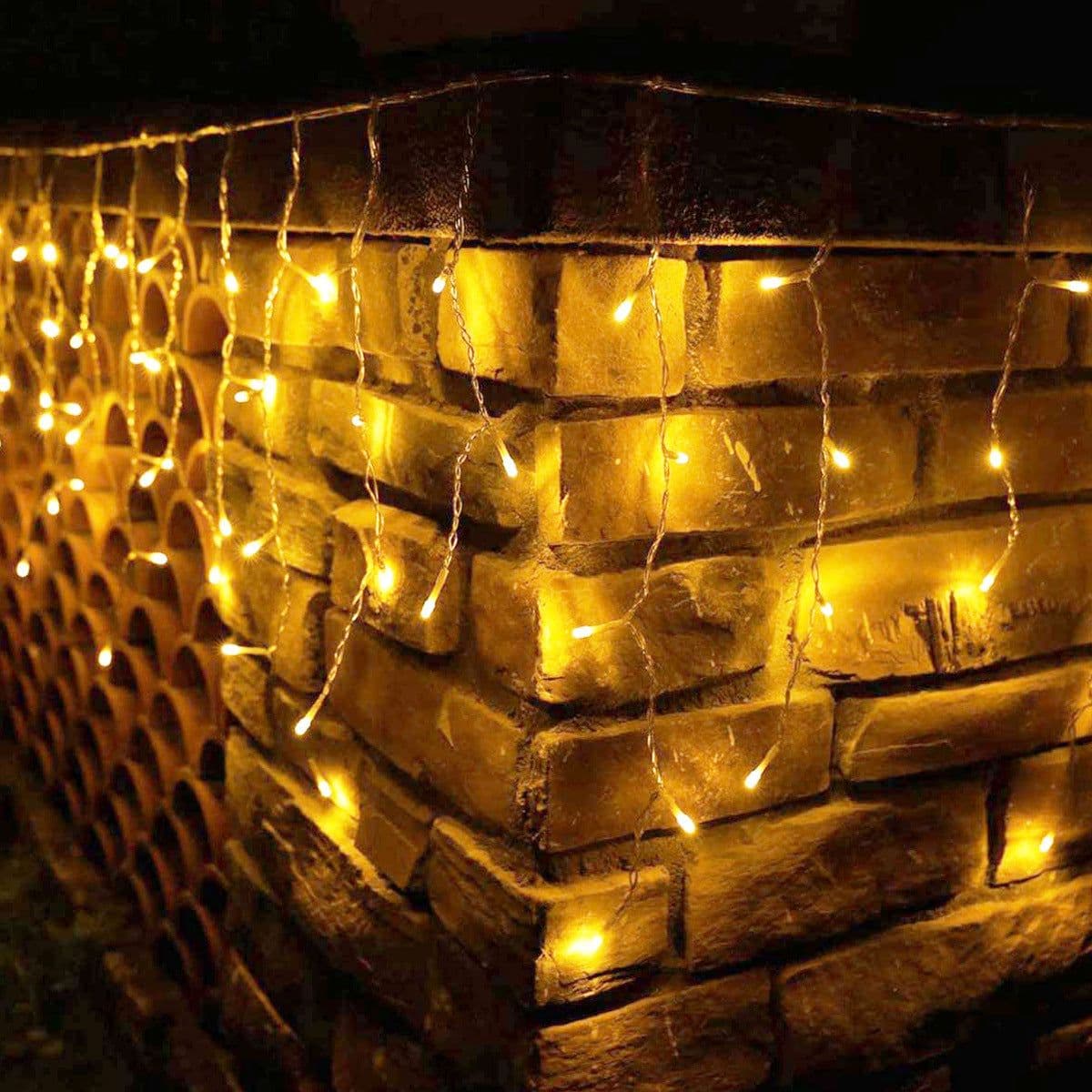 image-8 Pattern Curtain Lights Starry Waterfall Christmas Lantern Festival Outdoor Garden Light String