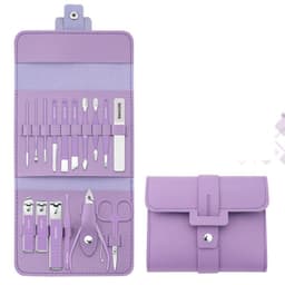 image-Make Up 16 Pcs Nail Clippers Nail Cutter Nail Scissors With PU Bag Stainless Steel Eagle Hook Portable Tools